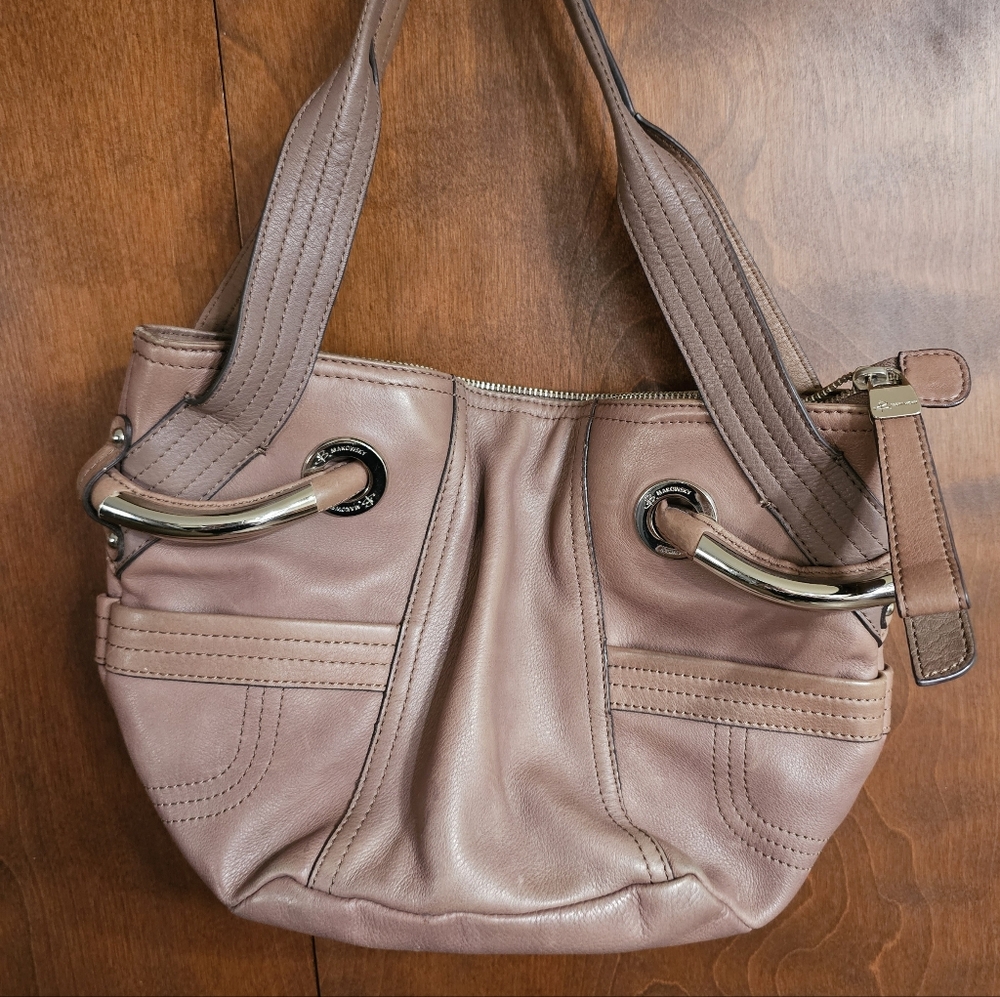 B. Makowsky Taupe Leather Handbag